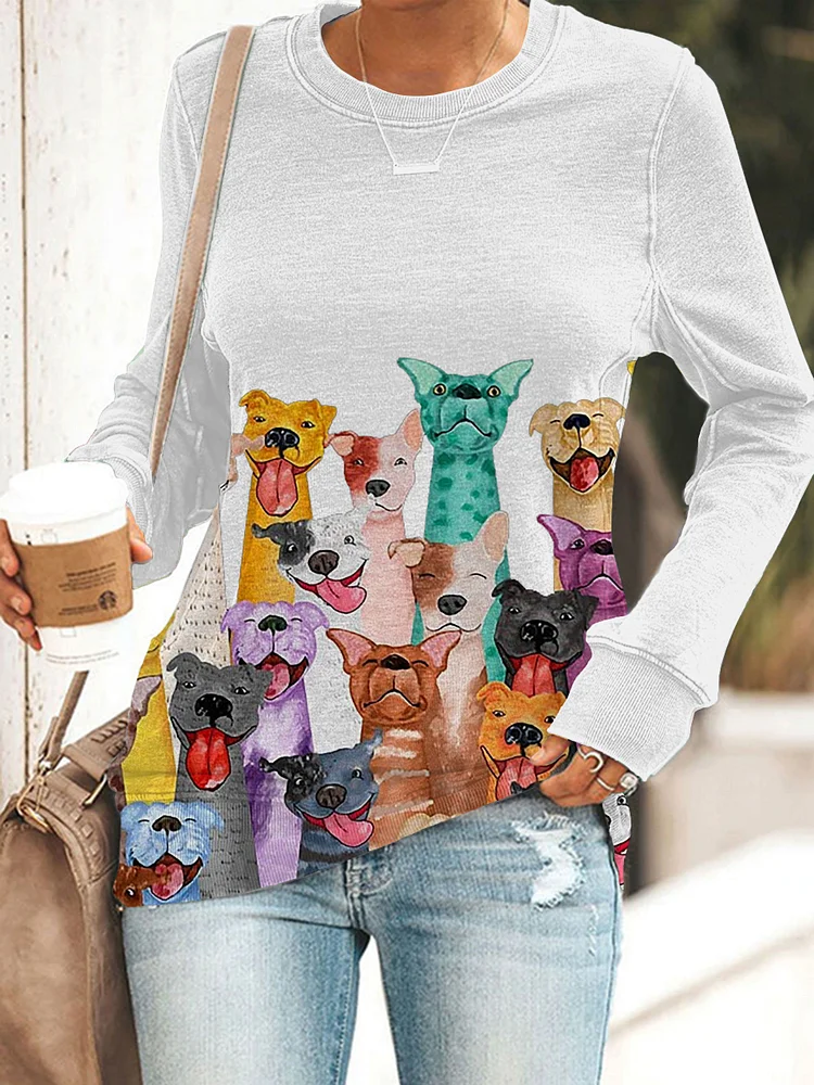 Women's Funny Dogs Print Casual Sweatshirt