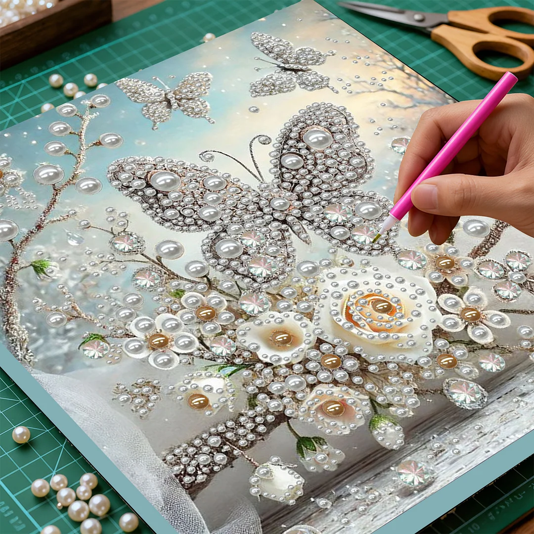 Pearl Butterfly Garden DIY Pearl Art Diamond Painting 30x30cm for Home Decor