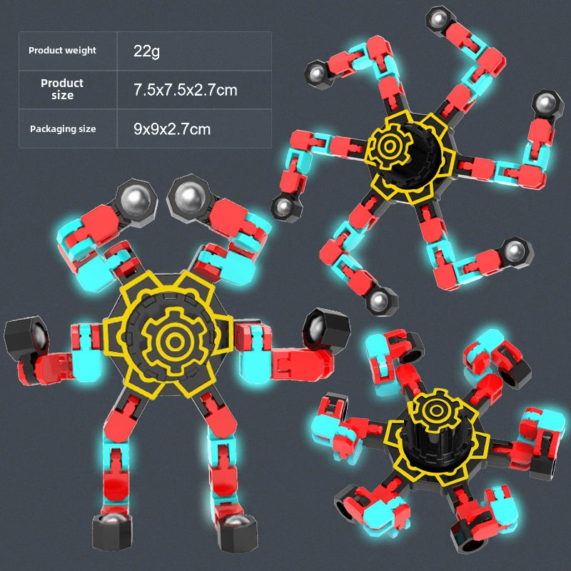 Gyro Toy Children’s Boy’s Transformable Luminous Puzzle Mechanical Fingertip Finger Rotation Decompression Boy’s Toy