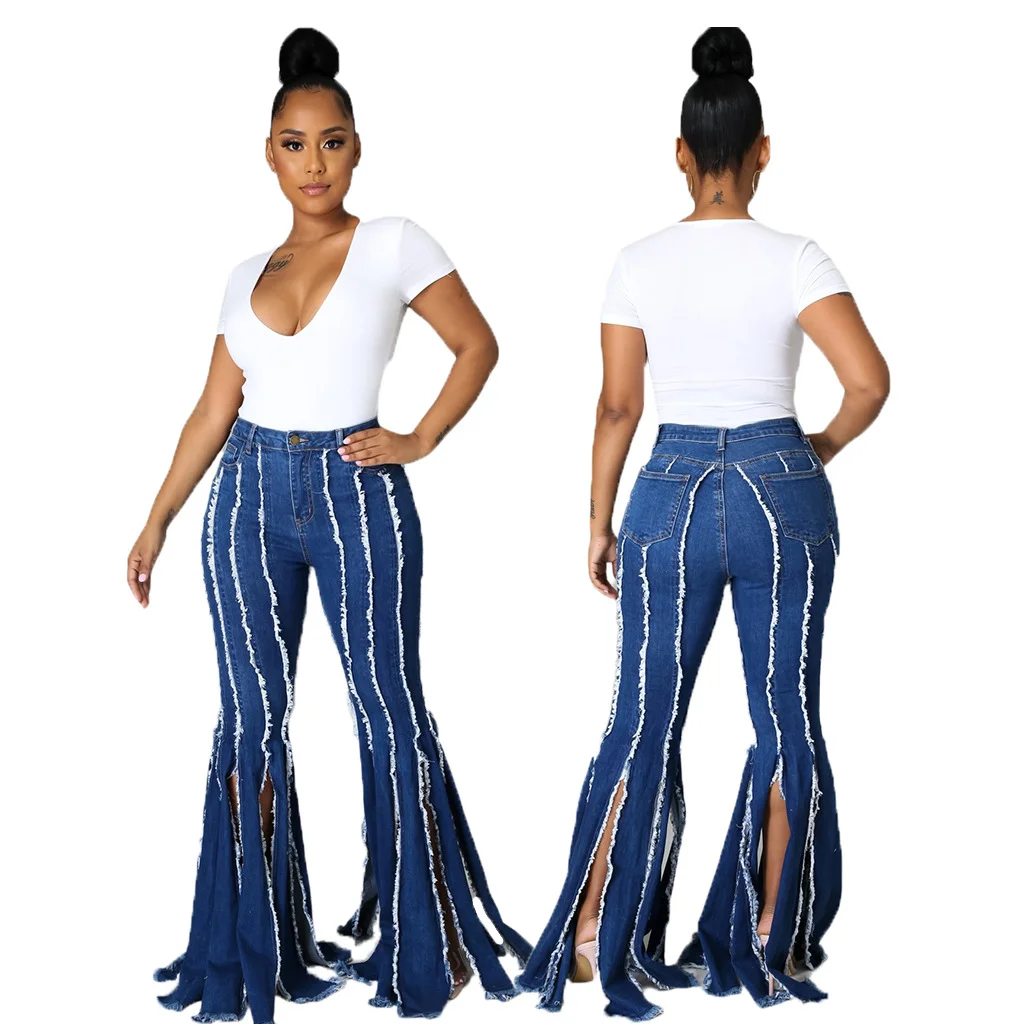Women's Flared Denim Jeans Wild Tassel Fashion Jeans