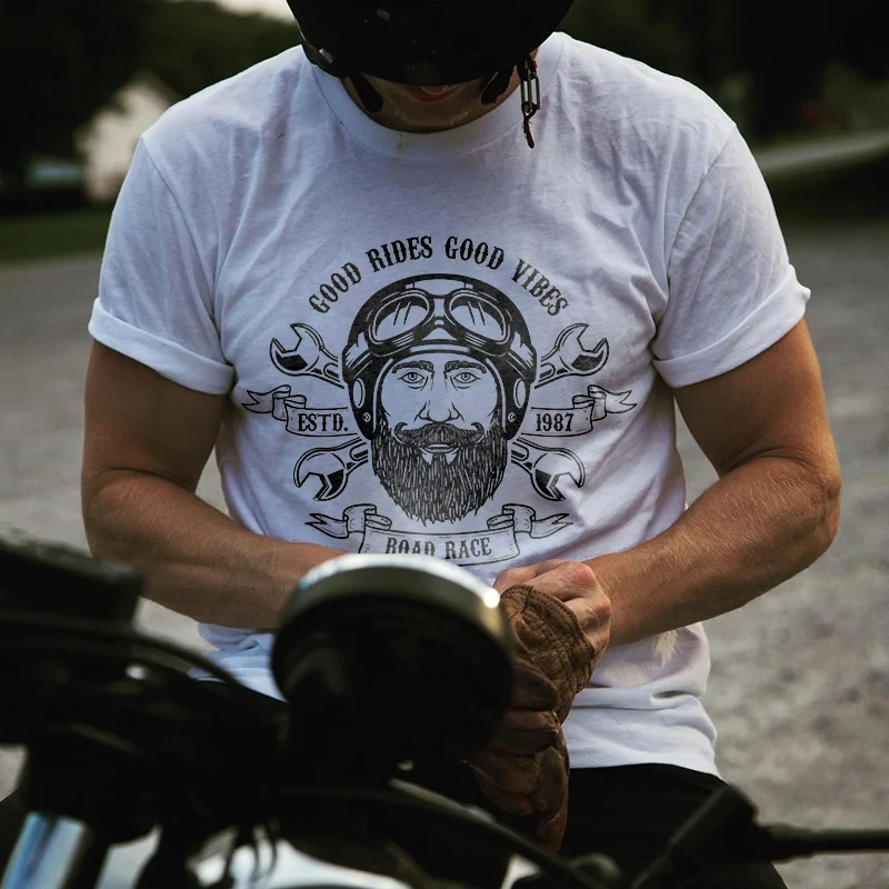 UPRANDY GOOD RIDES GOOD VIBES printed T-shirt designer -  UPRANDY