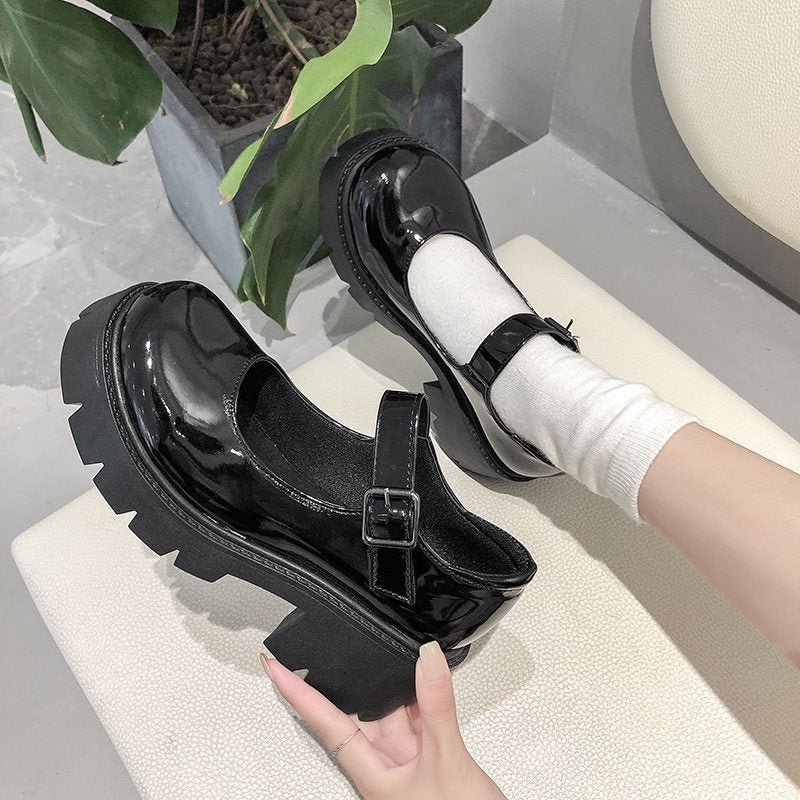Platform Lolita Shoes Women Leather Pumps Student Round Toe High Heels Shoes Japanese Style Mary Jane Shoes College Student 2021