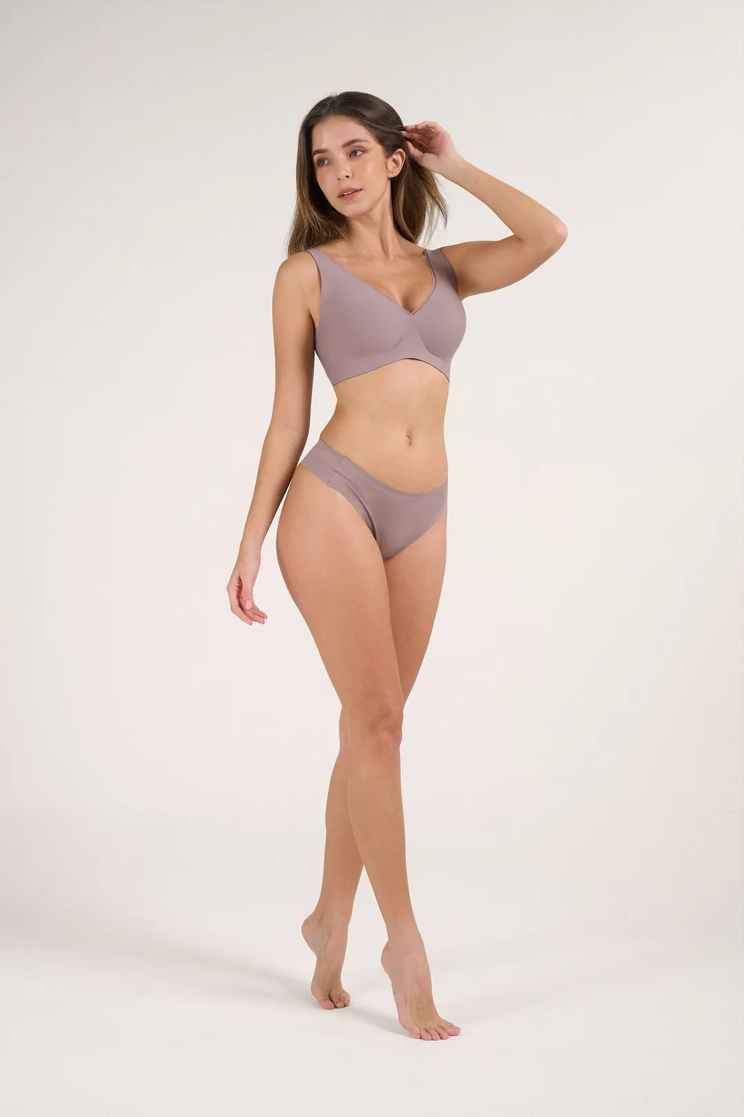 Deep V Push-Up Seamless Wireless Jelly Bra with Mesh