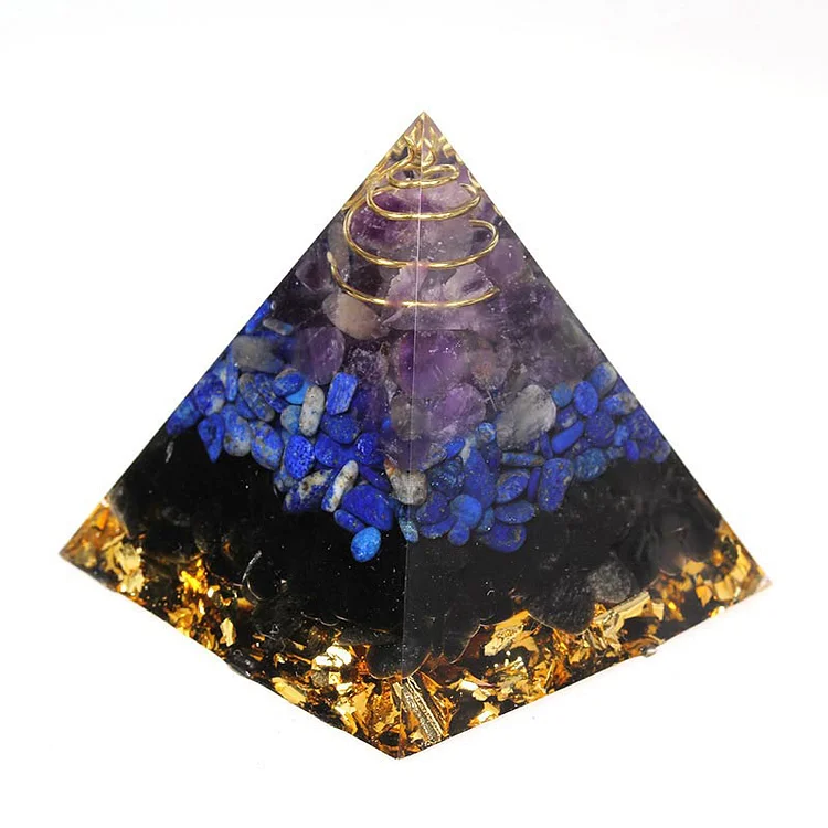 Amethyst, Lapis Lazuli with Black Tourmaline Orgone Pyramid
