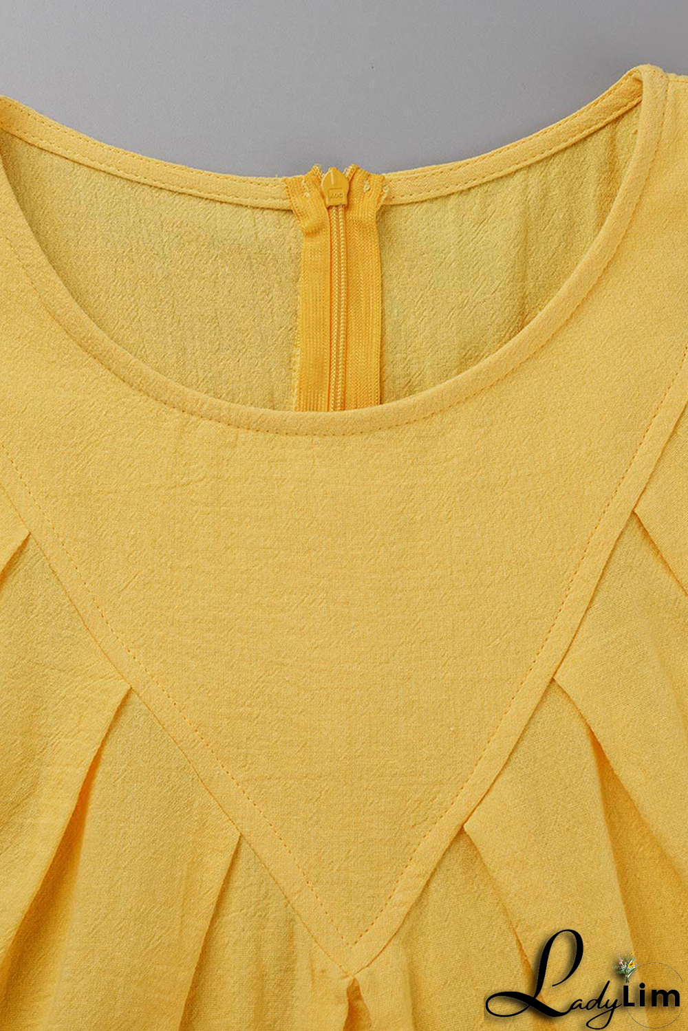 Yellow Casual Solid Patchwork O Neck Straight Dresses