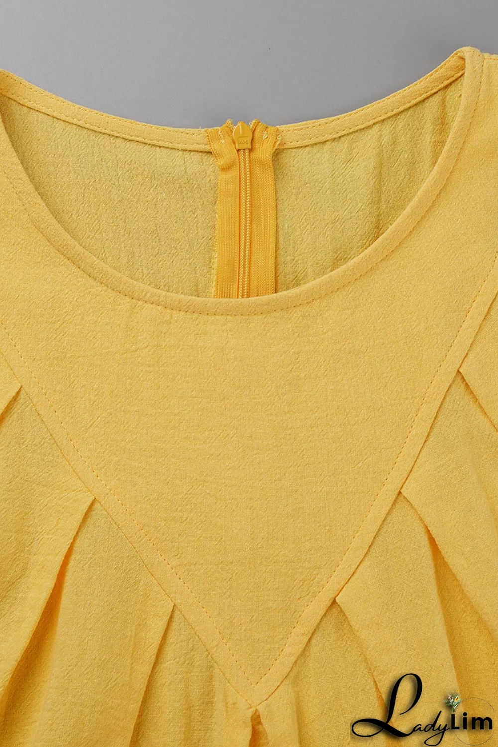 Yellow Casual Solid Patchwork O Neck Straight Dresses