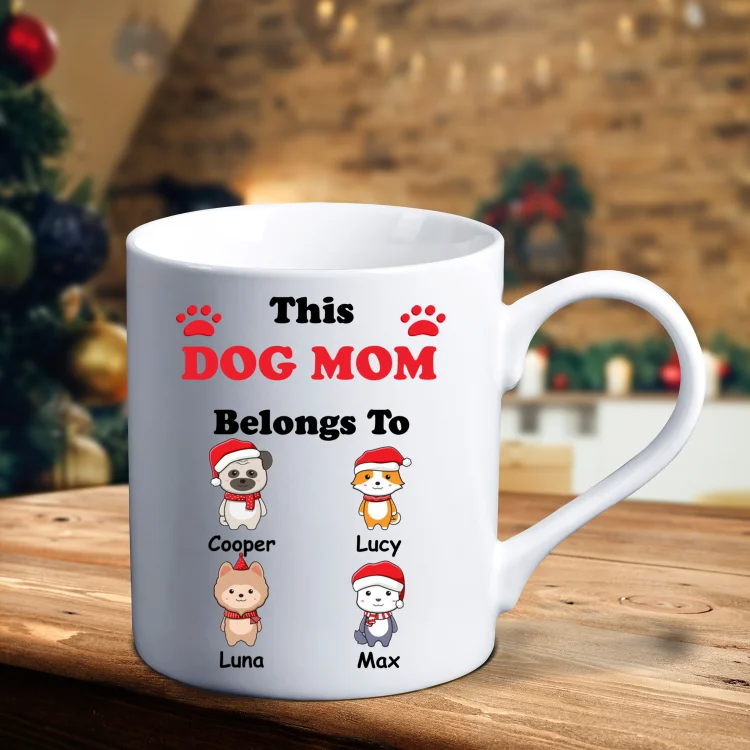 Dogs Ceramic Mug Customized Titles & 1-6 Names Cup Personalized Christmas Mugs Gift for Family