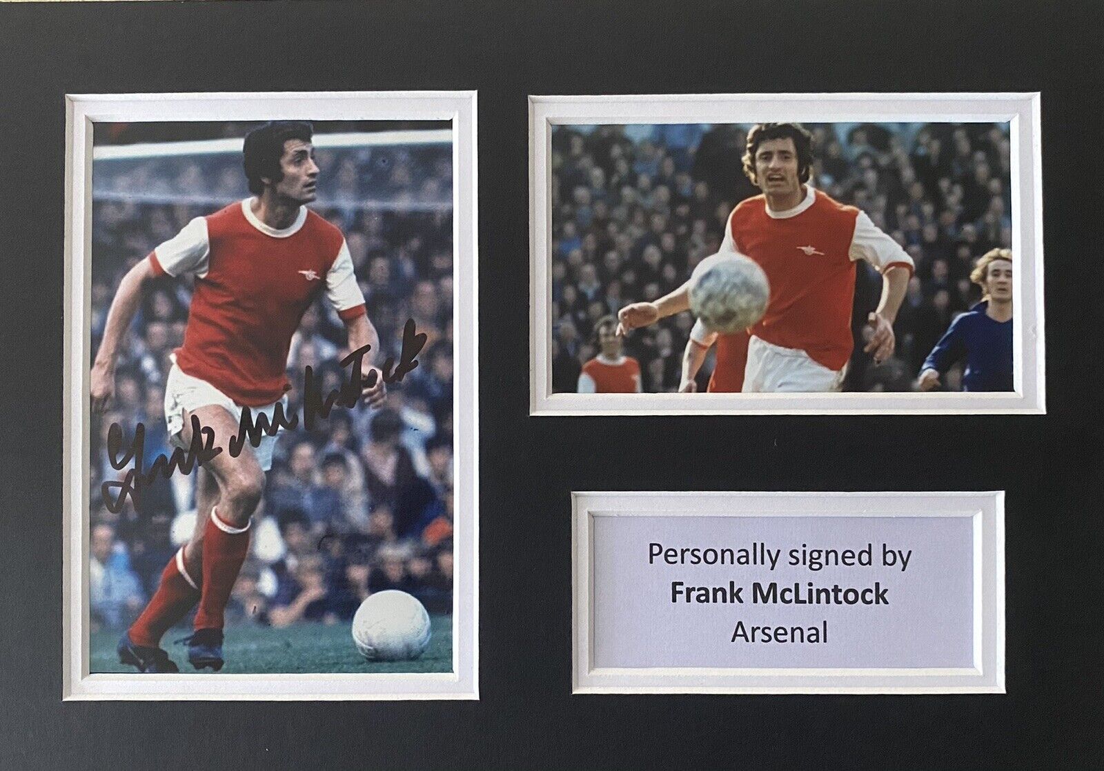 Frank McLintock Hand Signed Arsenal Photo Poster painting In A4 Mount Display