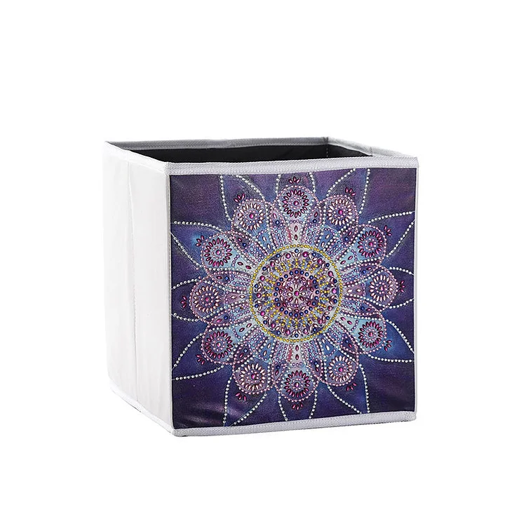 DIY Special Shaped Diamond Painting Art Purple Flower Cloth Home Storage Box