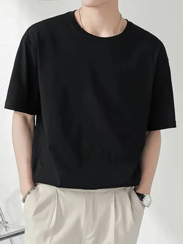 Aonga - Mens Solid Short Sleeve Crew Neck T-shirt