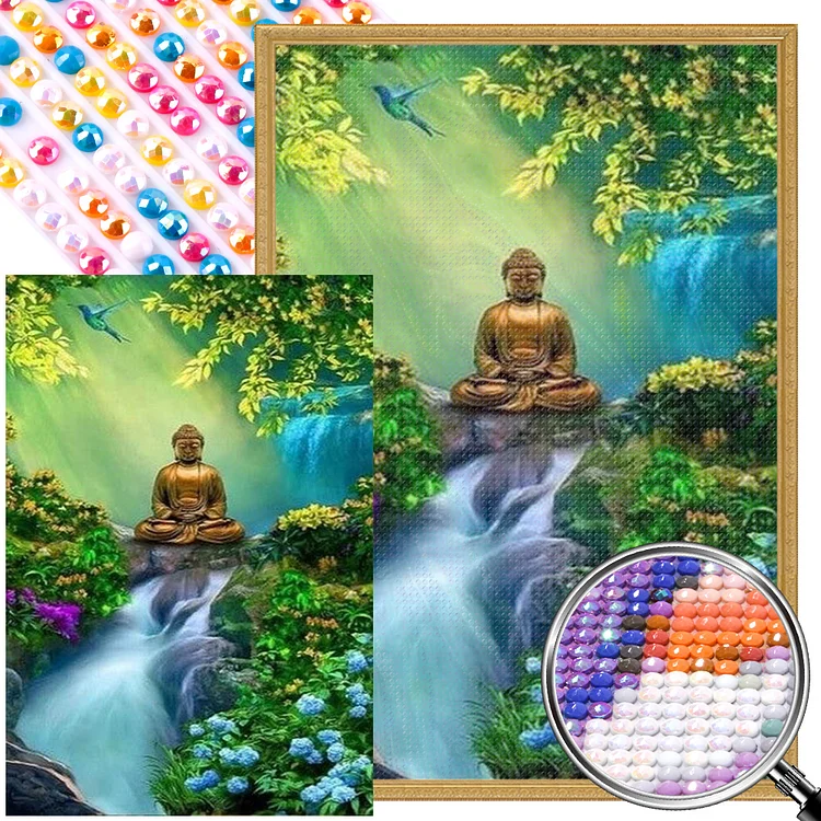 Buddha In The Forest 50*70CM (Canvas) AB Round Drill Diamond Painting gbfke