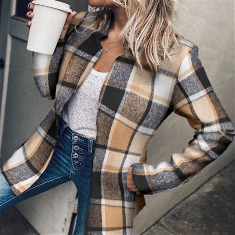 Fashion Plaid Short Jacket wearshes