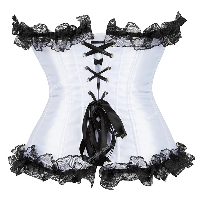 Billionm Lace up Boned Overbust Corset Bustier Rhinestone Satin Costume Showgirl Top Lingerie Plus Size S-6X