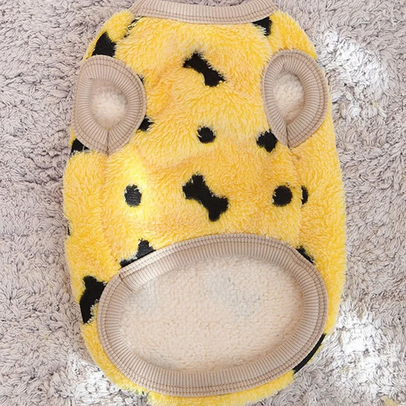 Sdrawing Winter Warm Dog vest Cute Bowknot bone Printed Dog Clothes for Small Dogs Soft Dog Jacket puppy Coat for Chihuahua