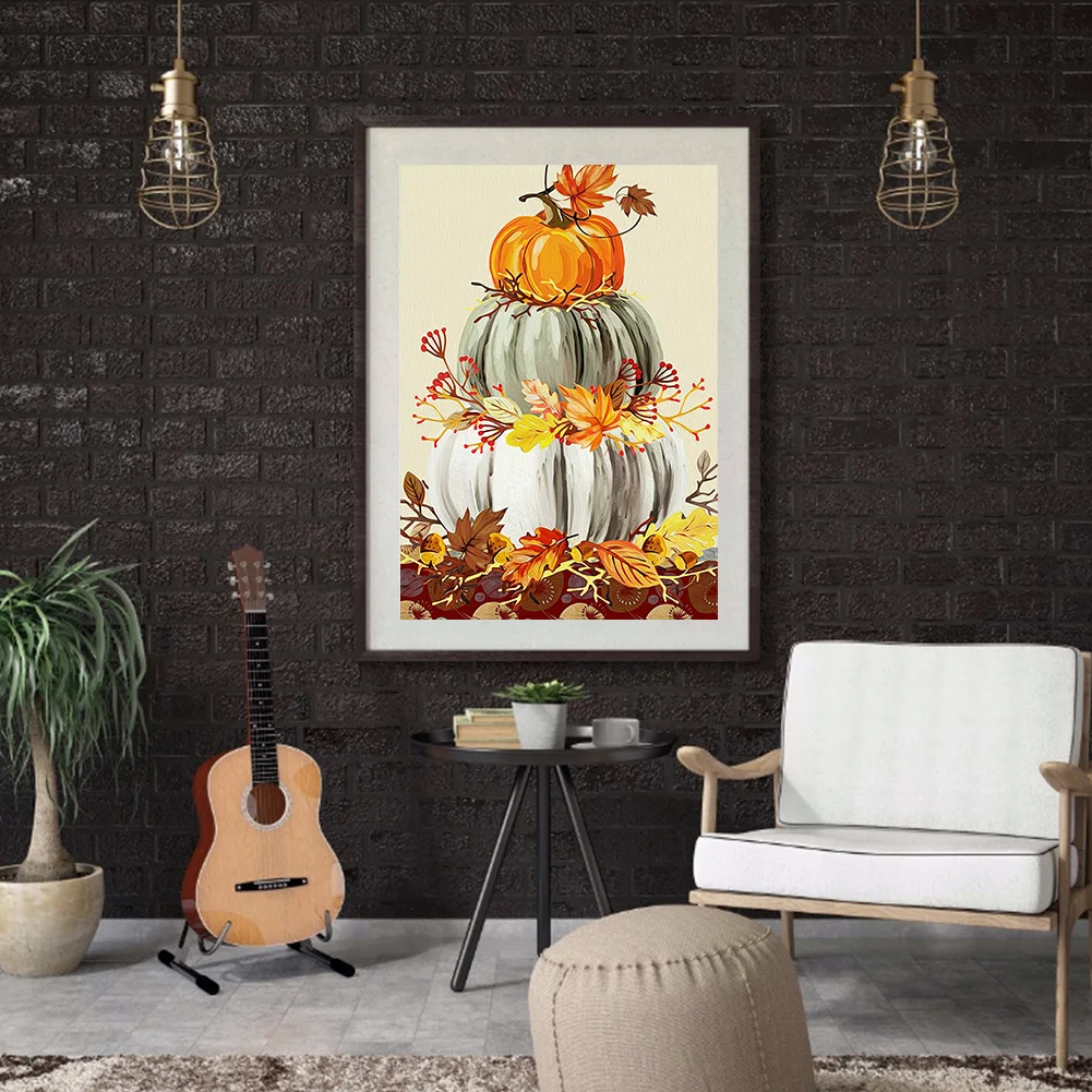 Diamond Painting - Full Square Drill - Pumpkin Maple Leaf(20*30 - 50*70cm)