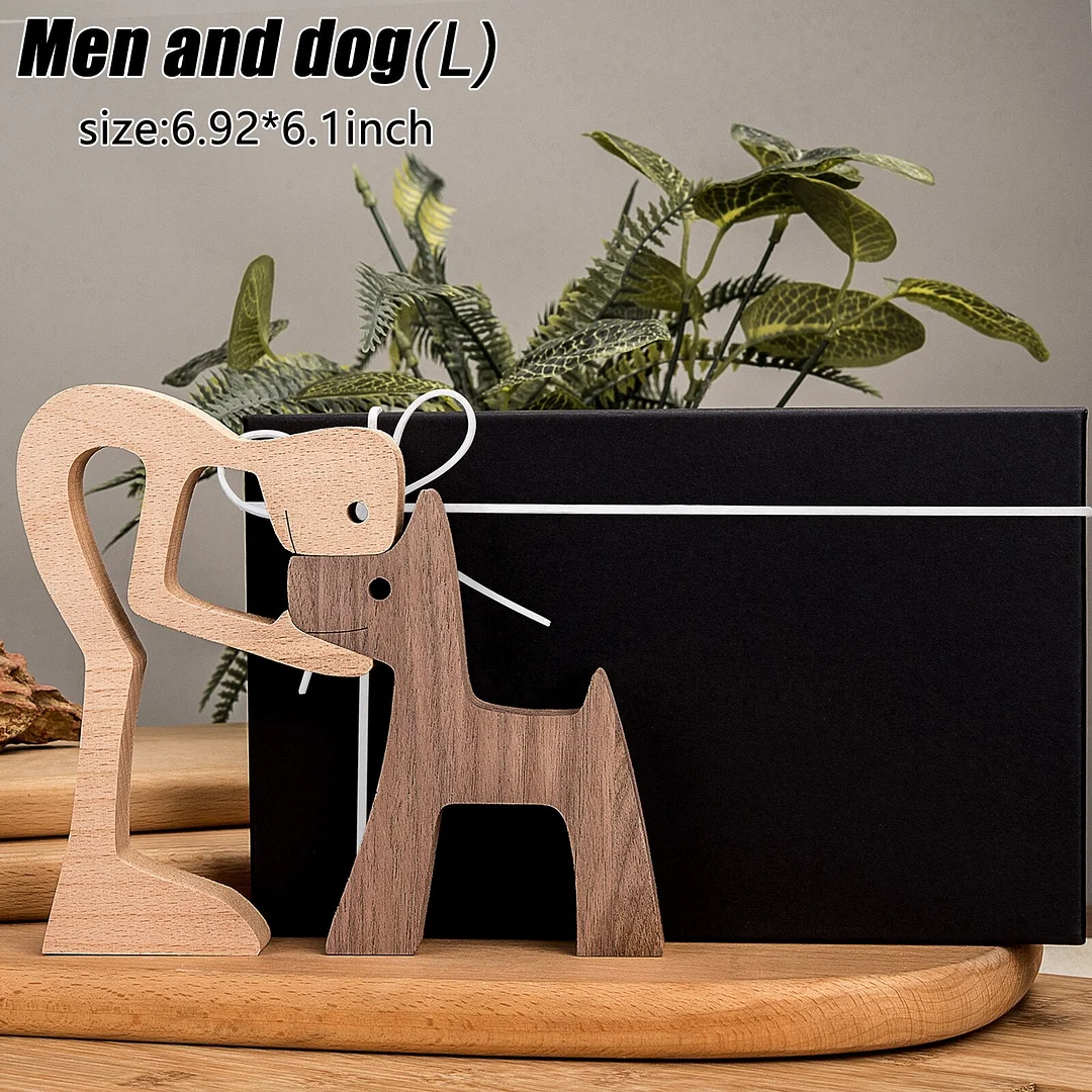 Puppy Family Wood Dog Carving Ornament Wood Dog Craft Figurine Desktop Table Ornament Home Decoration For Dog Pet Lover Gifts