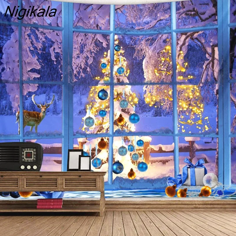 Nigikala Day Decorative Print Tapestry Bedroom Living Room Wall Hanging Tapestry Home Decor Xmas Mat for Christmas New Year