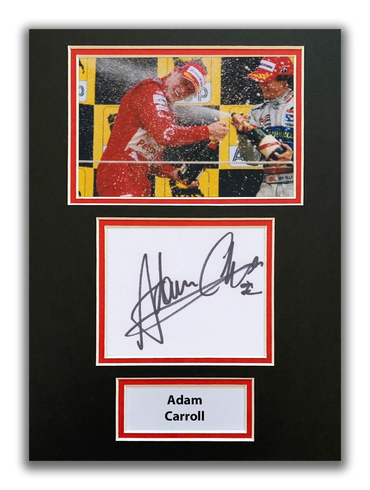 ADAM CARROLL HAND SIGNED A4 MOUNTED Photo Poster painting DISPLAY - F1 AUTOGRAPH 1.