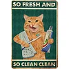Brush Teeth Cat - Metal Tin Signs(8*12Inch/12*16Inch) - Animal