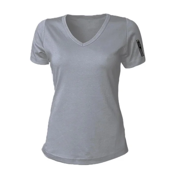 NEW Women's Short Sleeve T-Shirt Slim V Neck Casual Women's Zippers Summer T-Shirt
