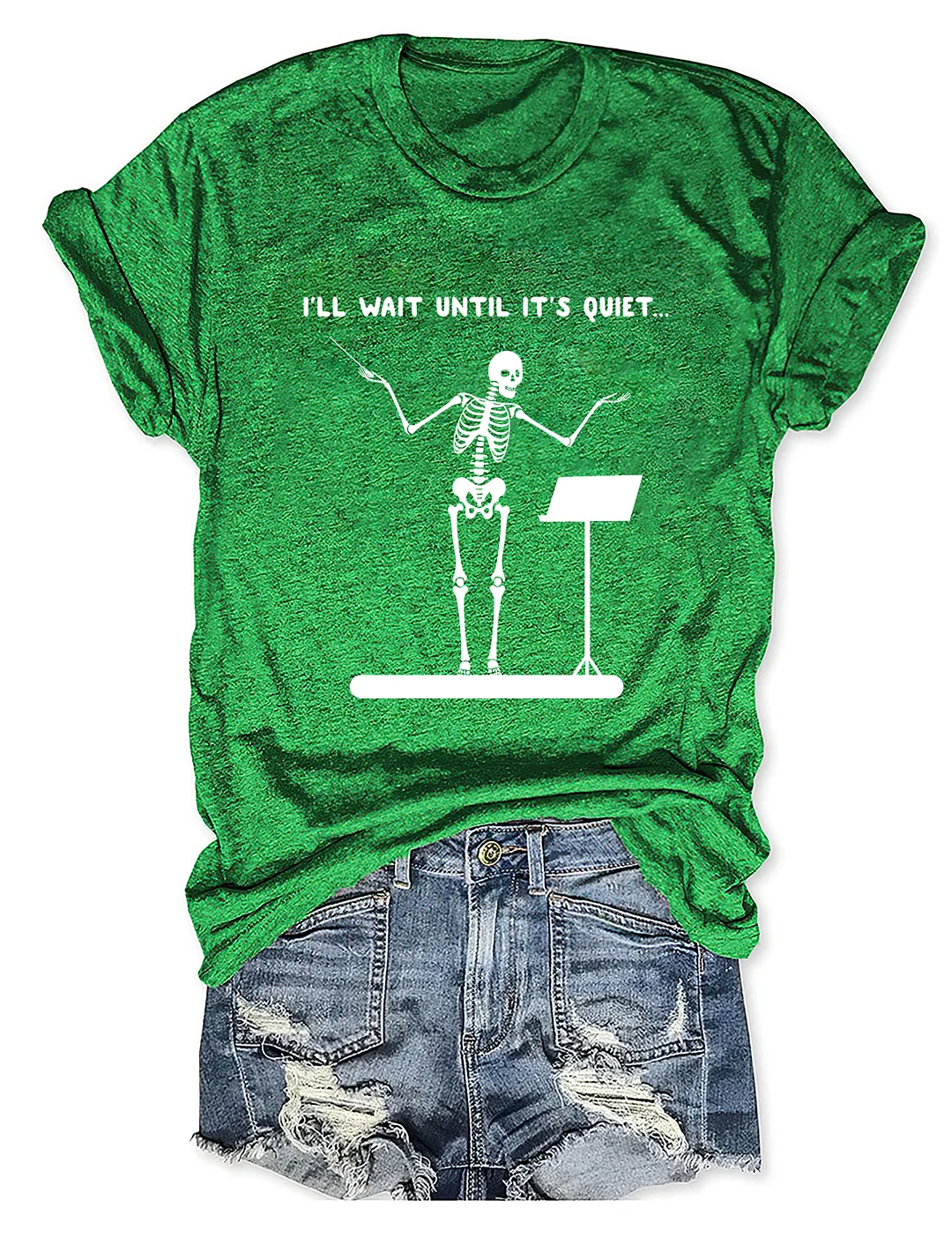 I'll Wait Until It's Quiet Funny Skeleton Band Director T-shirt