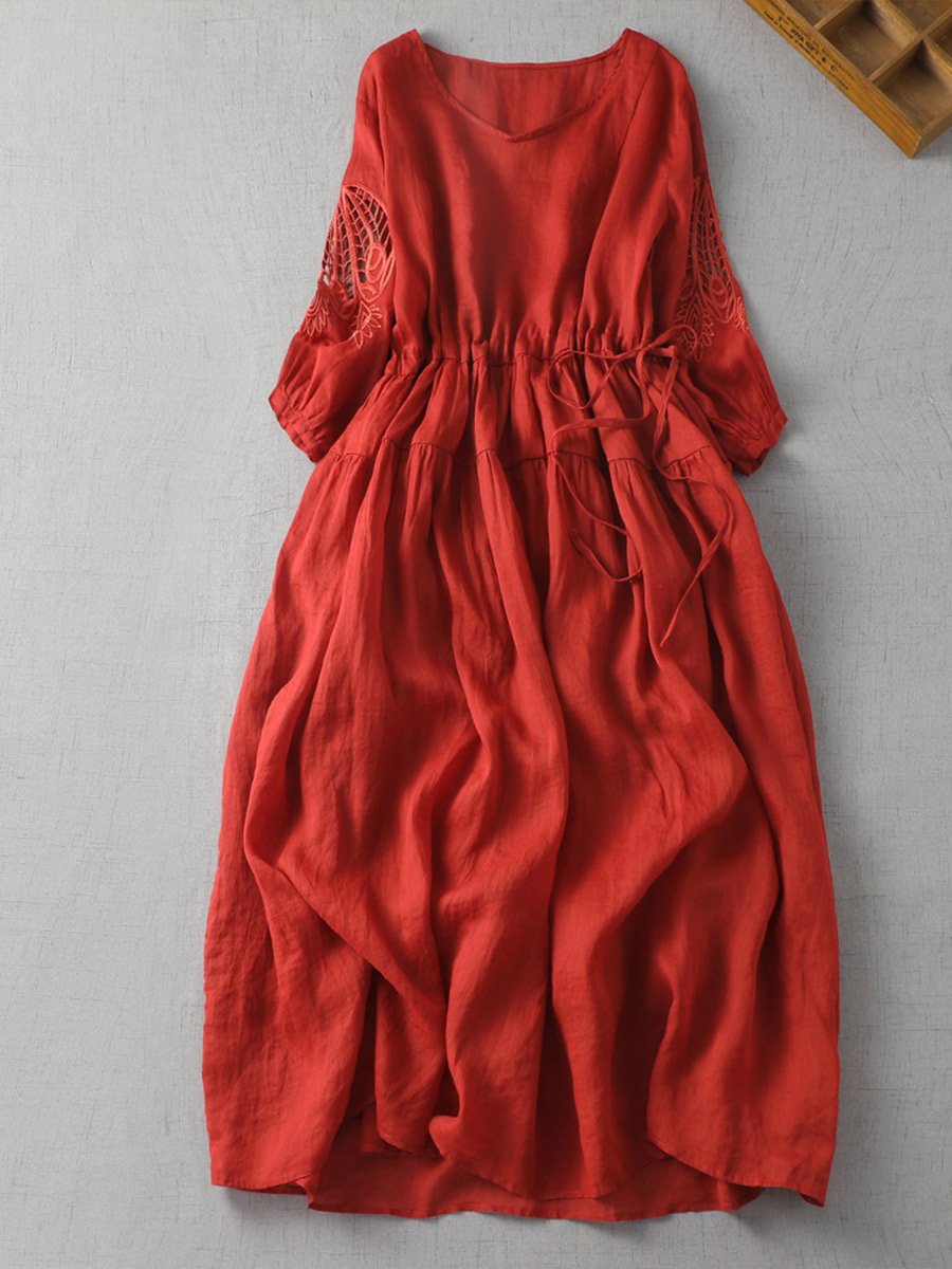 Women's Vintage Hollow Linen Dress