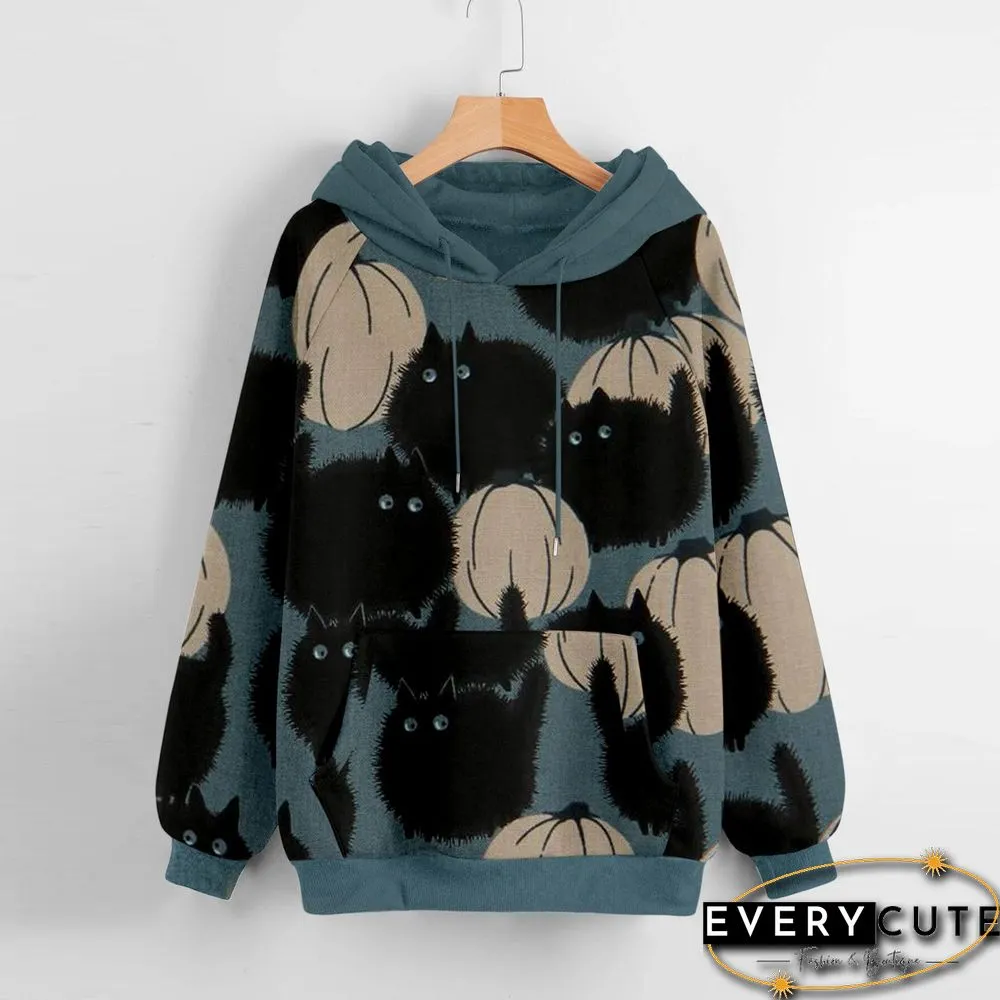Long Sleeve Front Pocket Hooded Sweatshirt With Draw Sre