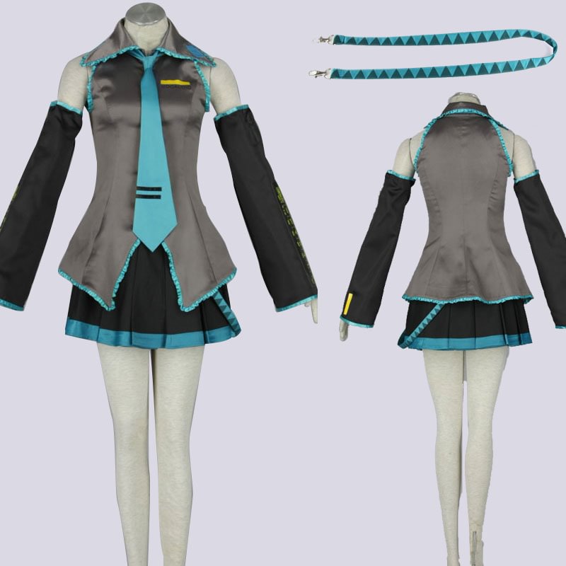 Vocaloid Hatsune Miku Halloween silver black and blue cosplay costume-Pajamasbuy