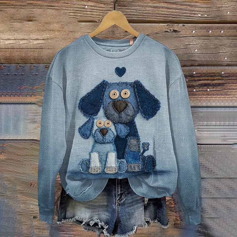 Vintage Funny Dog Art Casual Sweatshirt elevenforest