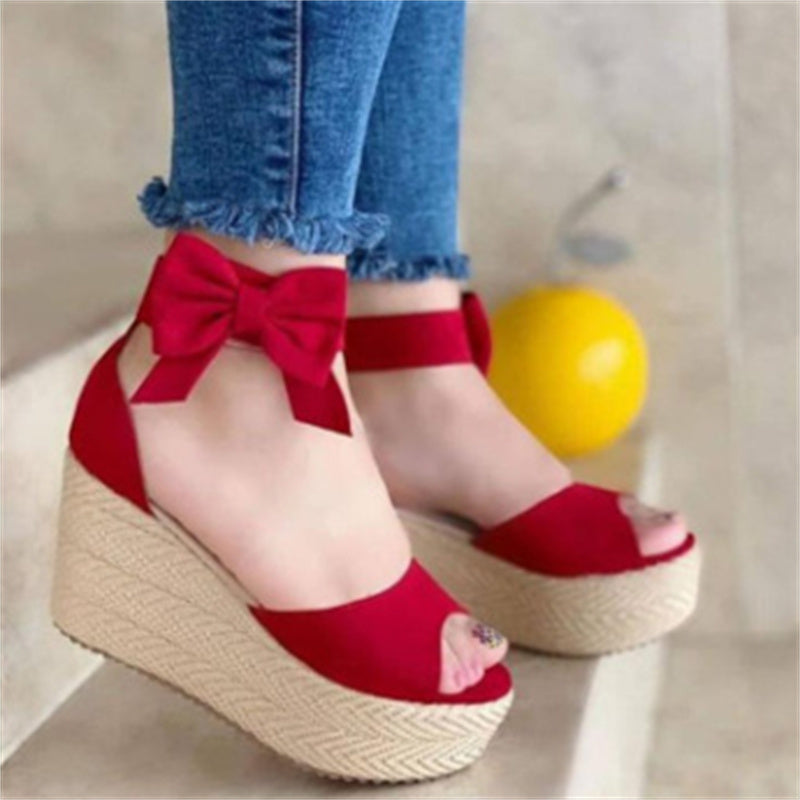 Women's peep toe chunky platform wedge heel sandals
