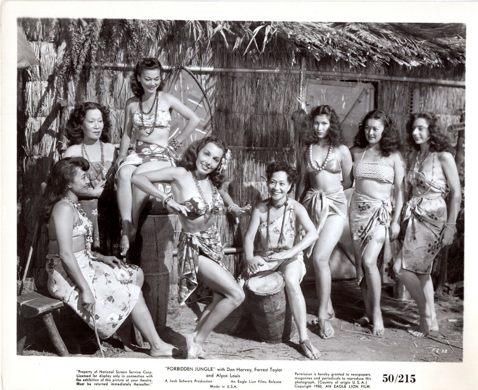 ALYCE LOUIS and Sexy Dancers 1950 Vintage Movie 8x10 Photo Poster painting FORBIDDEN JUNGLE