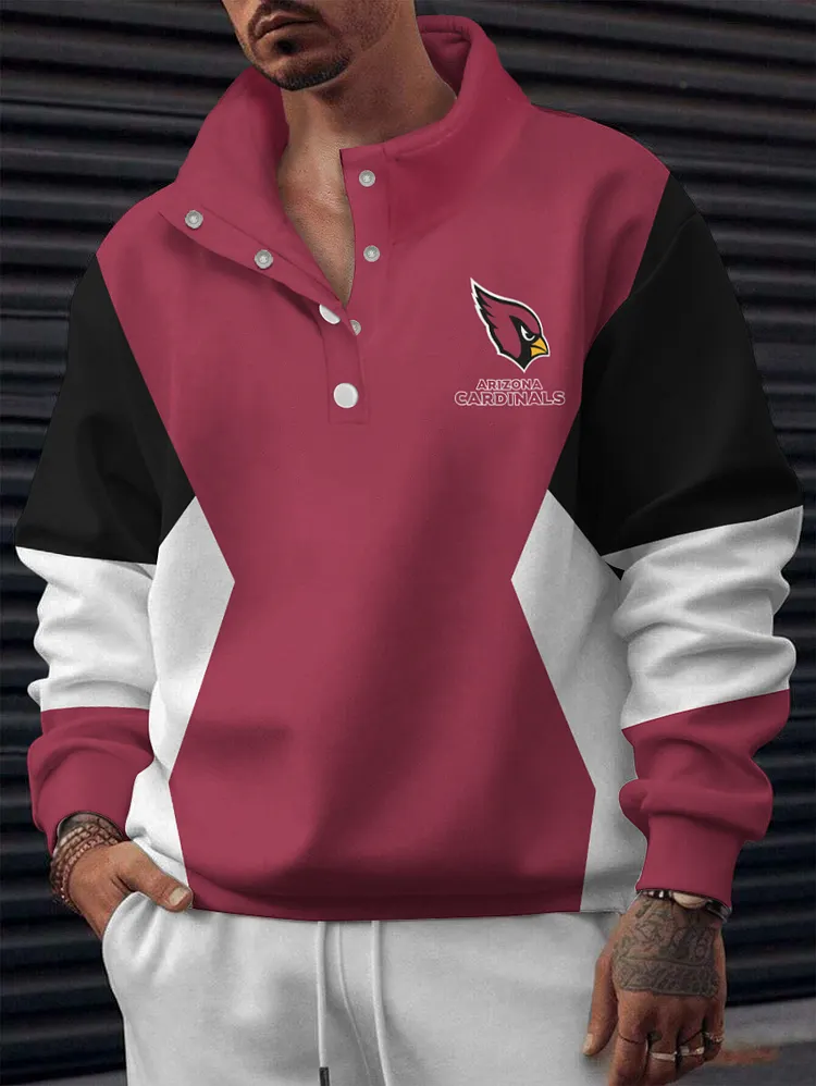 Arizona Cardinals 2025 New Design Casual Snap  Mockneck Pullover Sweatshirt