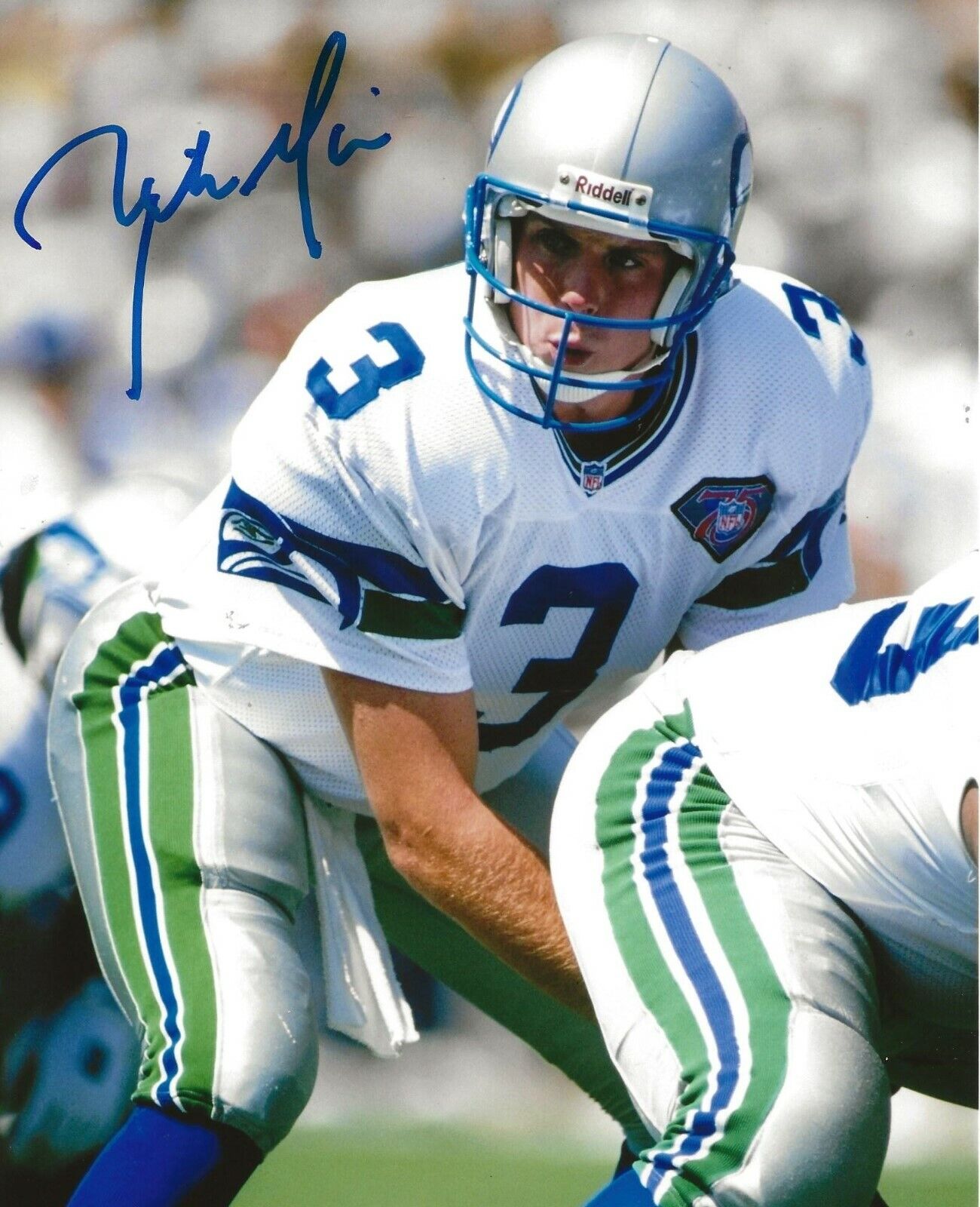 Rick Mirer Notre Dame signed Seattle Seahawks 8x10 Photo Poster painting autographed 2