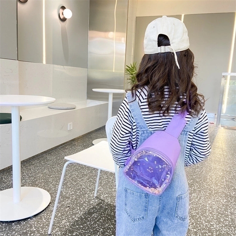 Pvc Candy Color Plastic Transparent Children’s Chest Bag Crossbody Small Bag Shoulder Bag