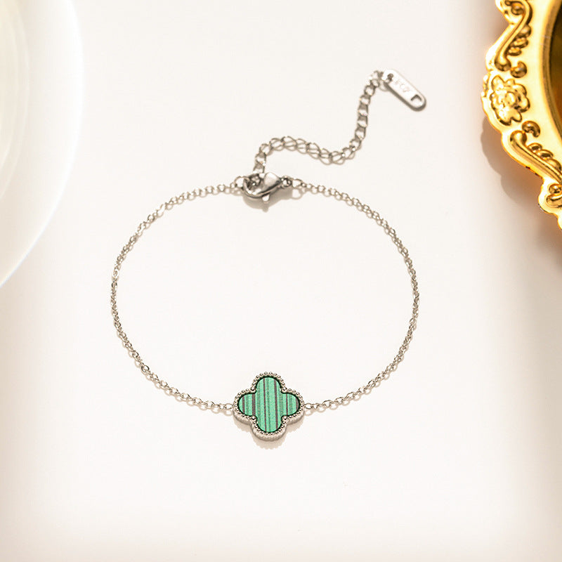 Four-Leaf Clover Bracelet Lucky Versatile Double-Sided Ol Bei Female Summer Fashion Accessories