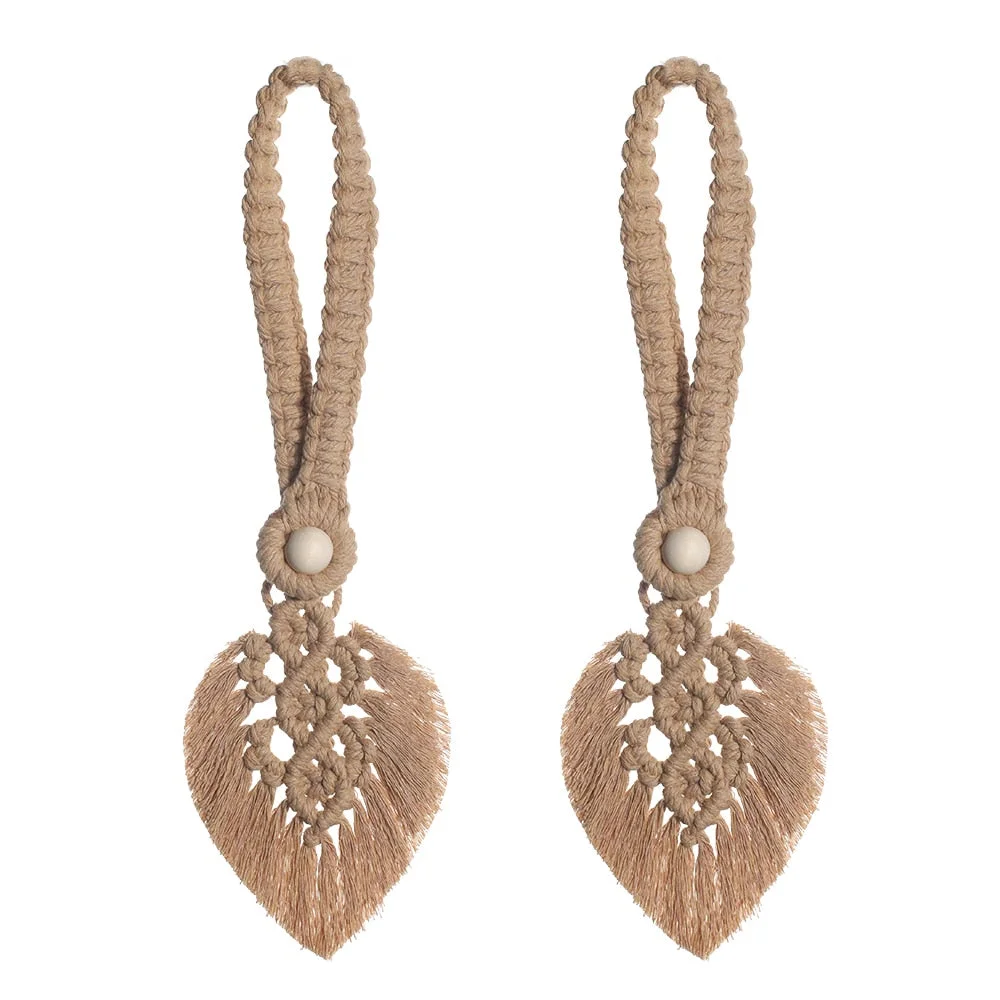 2 Pack Macrame Curtain Tiebacks Decorative Curtain With Bead Kawaii Boho Room Decor Home Living Room Decoration Gift