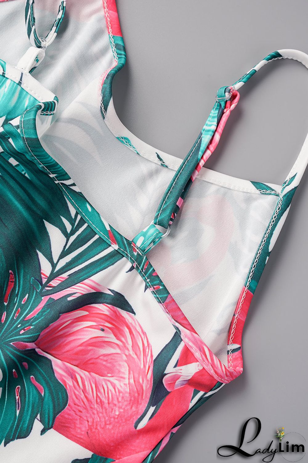 Light Blue Sexy Casual Print Backless Spaghetti Strap Two Pieces