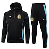 Joyfball 2024/2025 Argentina Half-Pull Hat Style Training Suit  Black Jersey 1:1 Thai Quality Set