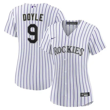 Women's Colorado Rockies #9 Brenton Doyle  White Home Replica Jersey