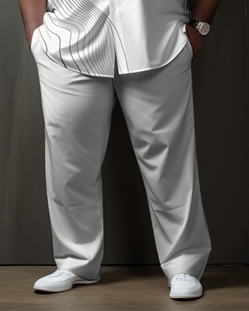 Men's Plus Size Walking Suit Casual Long Sleeve Shirt & Pants Set