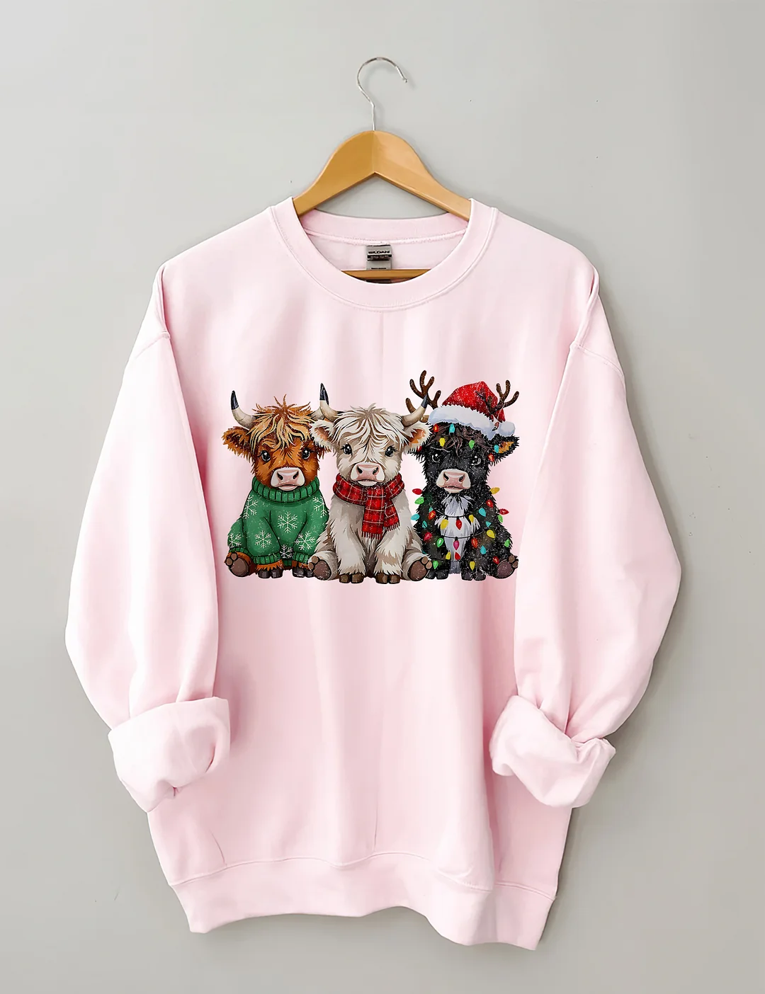 Rustic Highland Cows Christmas Sweatshirt