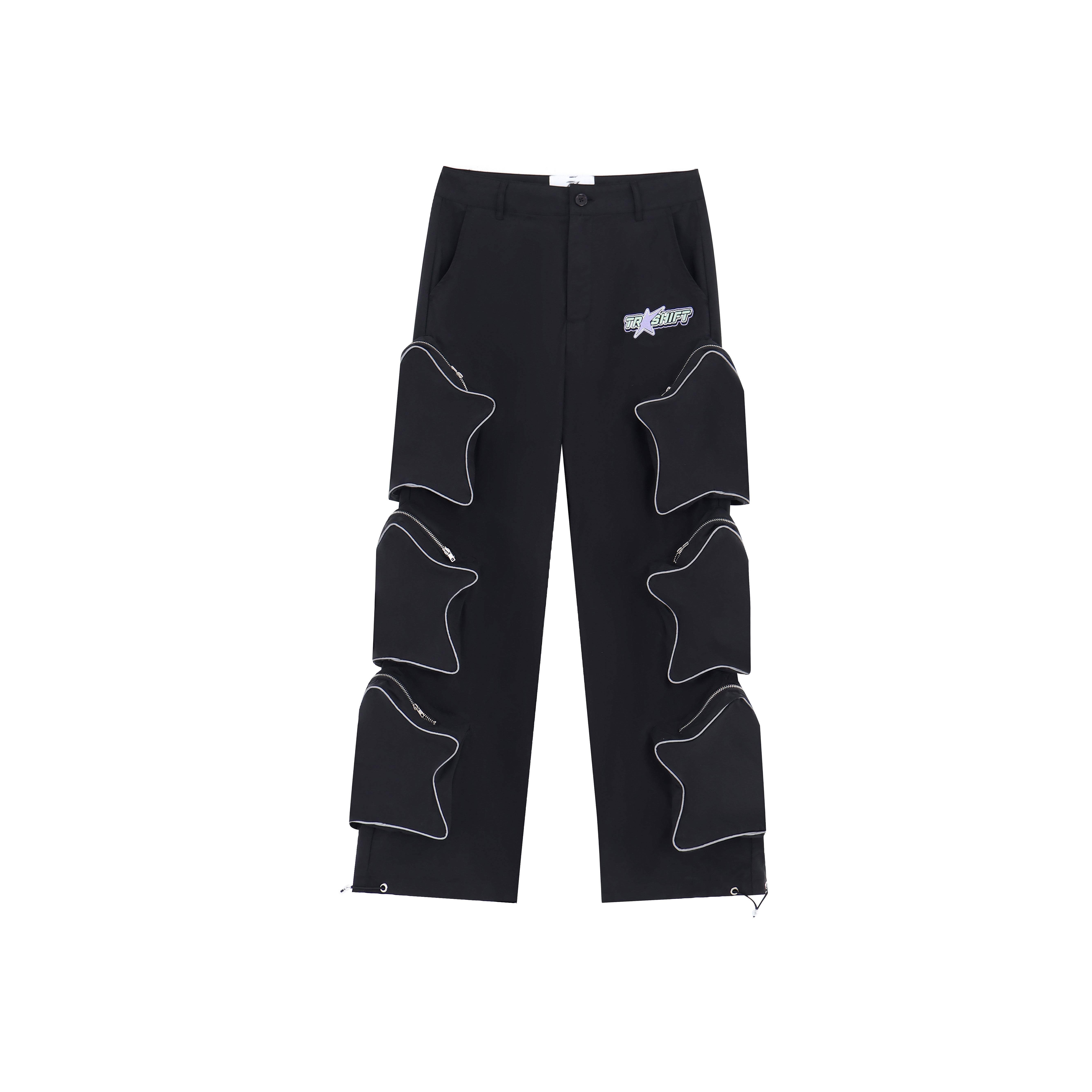 Gamezwind Y2k Cargo Pants Men Five Pointed Star Three Dimensional Multi Pocket Black Pants Reflective Casual Straight Leg Pants Streetwear