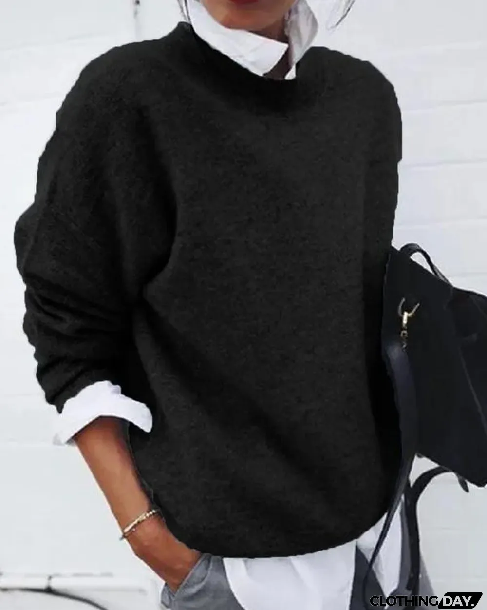 Shirt Collar Fack Two Piece Sweater