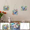 (US Only)3Pcs 2D/Flat DIY Easter Bunny Diamond Art Pendant DIY Home Decor Hanging Charm