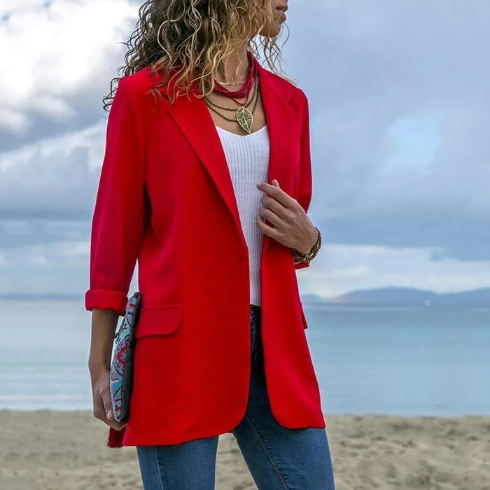 Fashion Casual Long Solid Blazer Coat