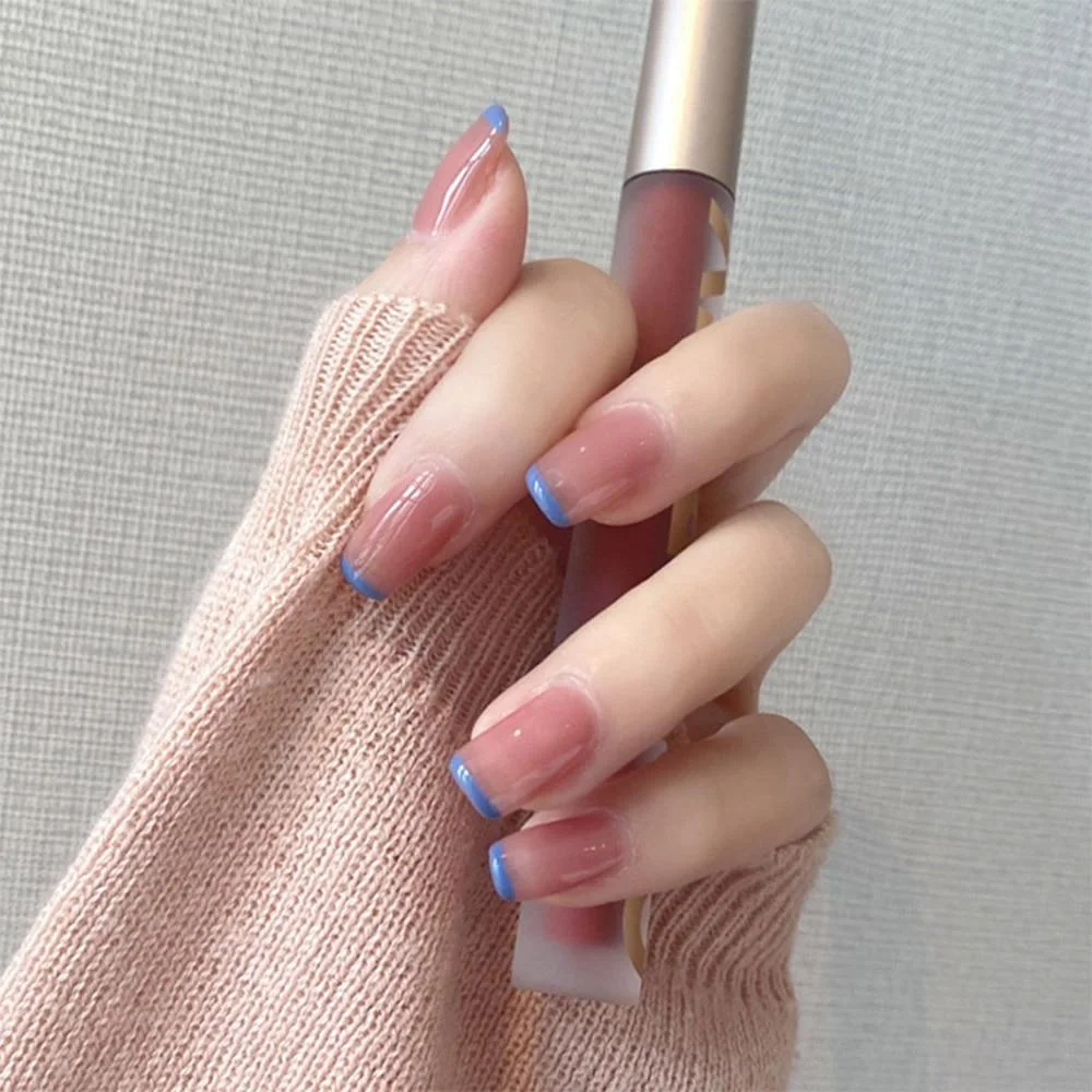 24Pcs Middle Length Ballerina Nude Pink Color False Nails Design With Heart Pattern DIY Artificial Fake Nails With Press Glue 1103 515-Nail Inspo