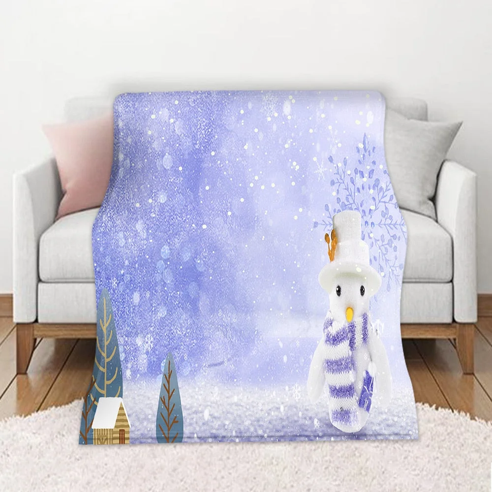 Christmas Blanket Winter Warm Decorative Sofa Living Room Rest Bed To Sleep Flannel Printed Pattern Home Blanket