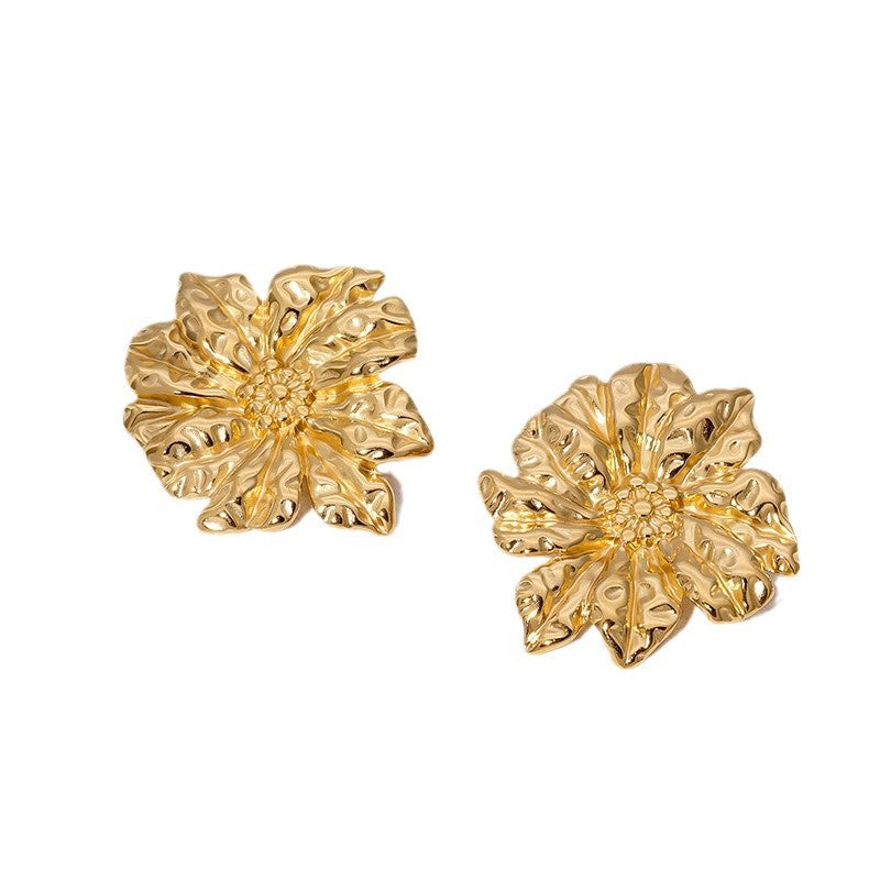 Retro Earrings Ins French Design Gold-Plated Stainless Steel Earrings For Women