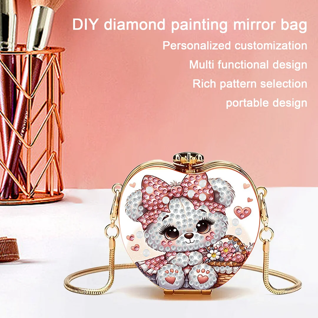 Bear DIY Acrylic Love Art Diamond Painting Coin Purse with Chain for Women Girl