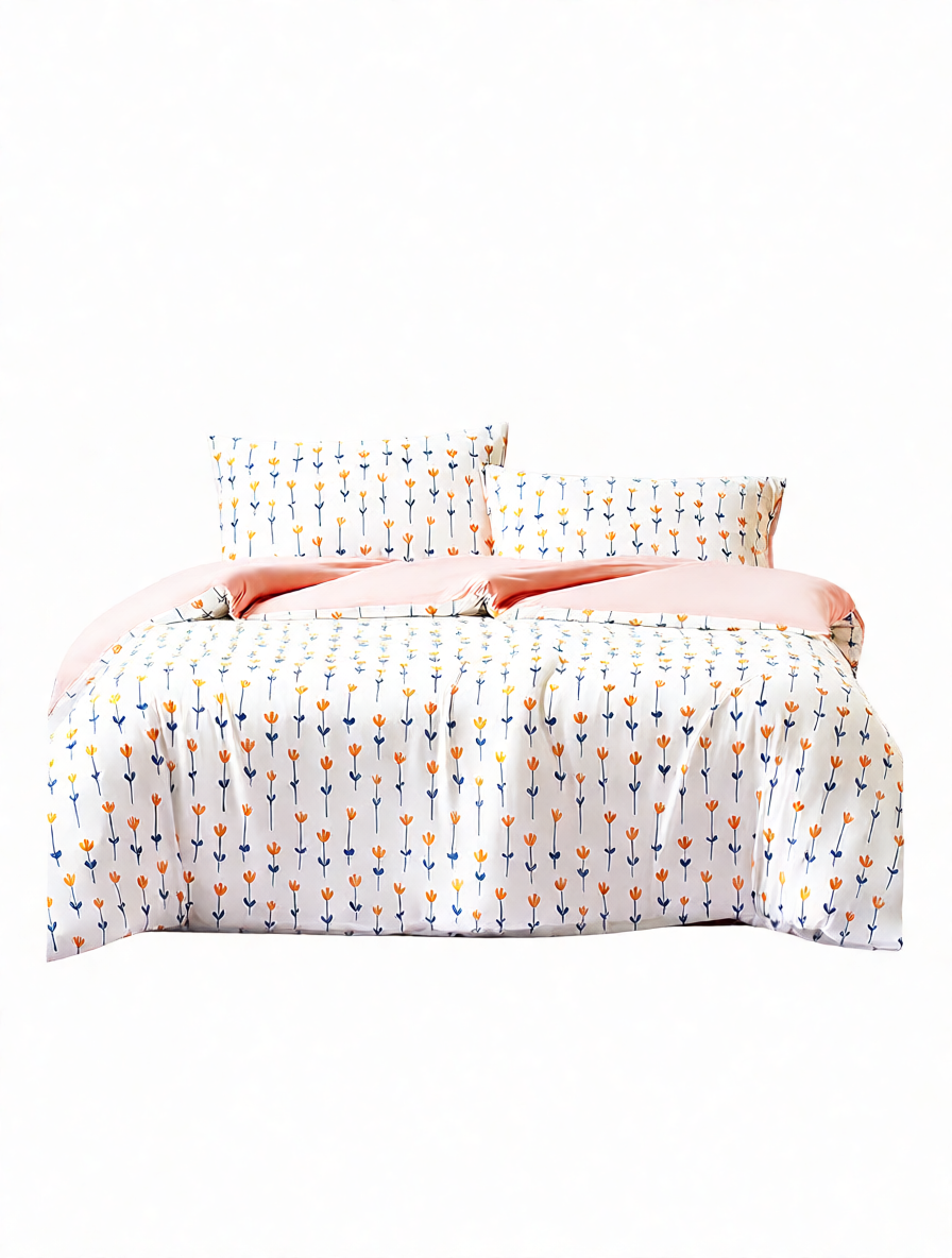 Marshmallow Freesia Four-Piece Bedding Set with Delicate Floral Pattern